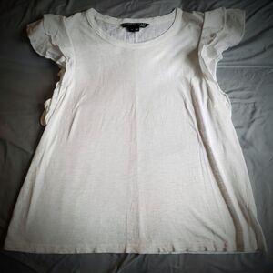 Veronica Beard Jeans White Ruffle Sleeved Tee Sz. XL Summer/Casual Chic